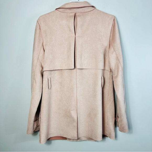 Haute Monde Blush Pink Women's Juniors Casual Faux Suede Moto Jacket size Medium - Picture 10 of 13